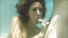 BJ by a gorgeous redhead under water!